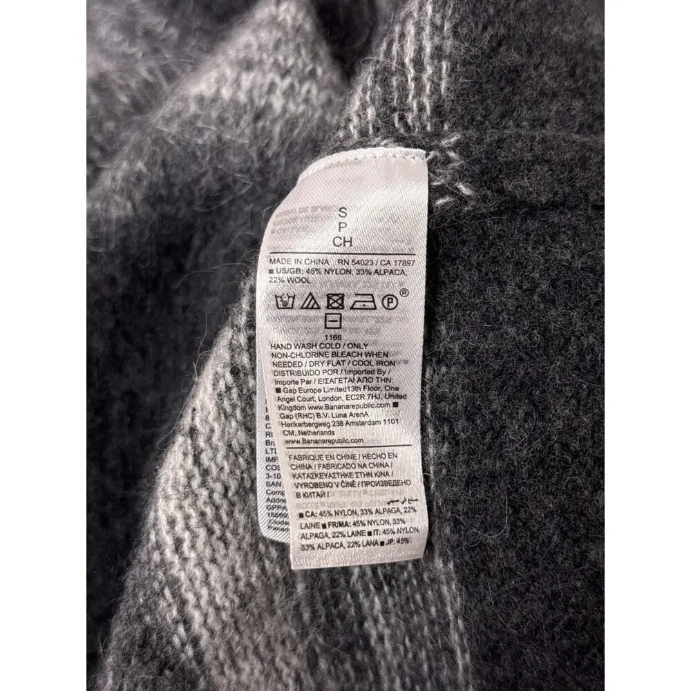Banana Republic Sweater Small Mens Brushed Stripe Alpaca Wool Blend Pullover
